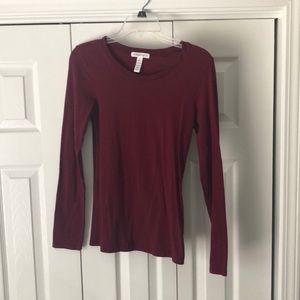 Plain burgundy long sleeve t-shirt